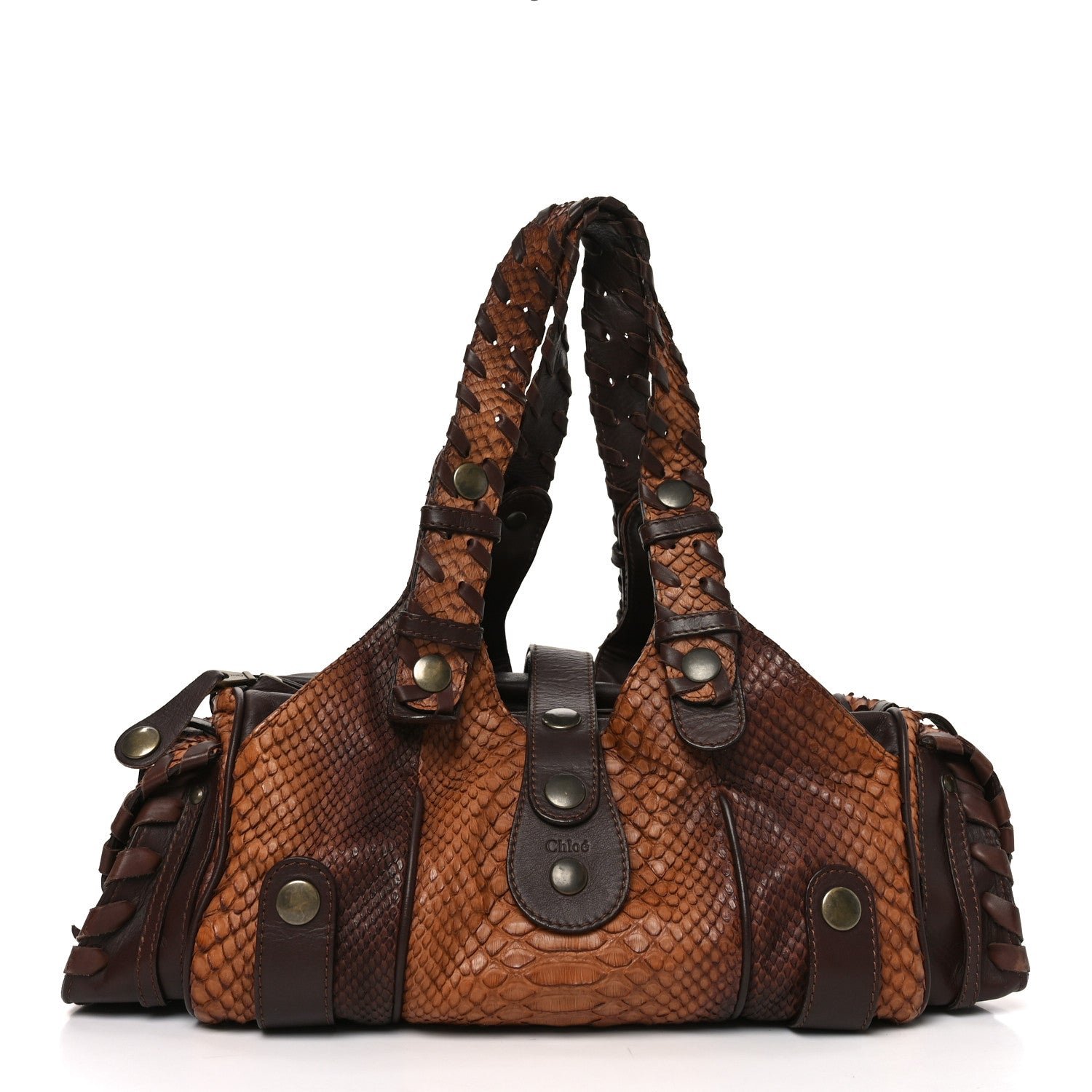Chloe Chloe Snakeskin Silverado Shoulder Bag Brown
