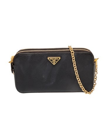 Saffiano Leather Enameled Metal Triangle Crossbody Bag Small