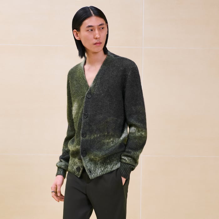 Kaki "Reflets Equestres" Buttoned Cardigan