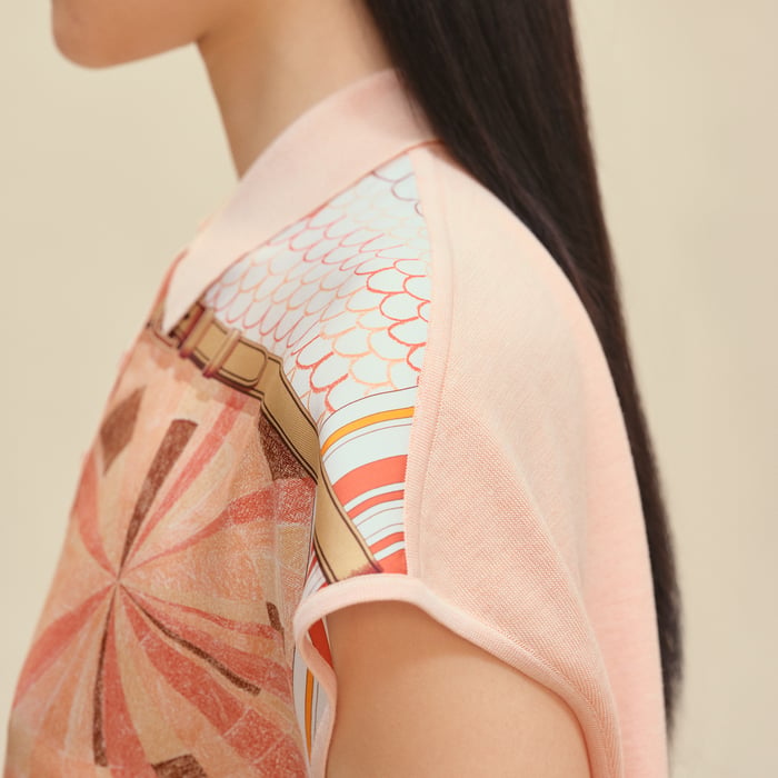 Orange Lava "Coloriages De Jour" Sleeveless Twillaine Sweater
