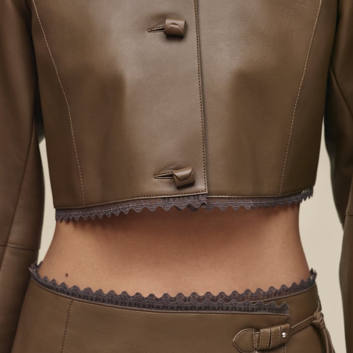 Marron Muschio Short Shiny Lambskin Jacket