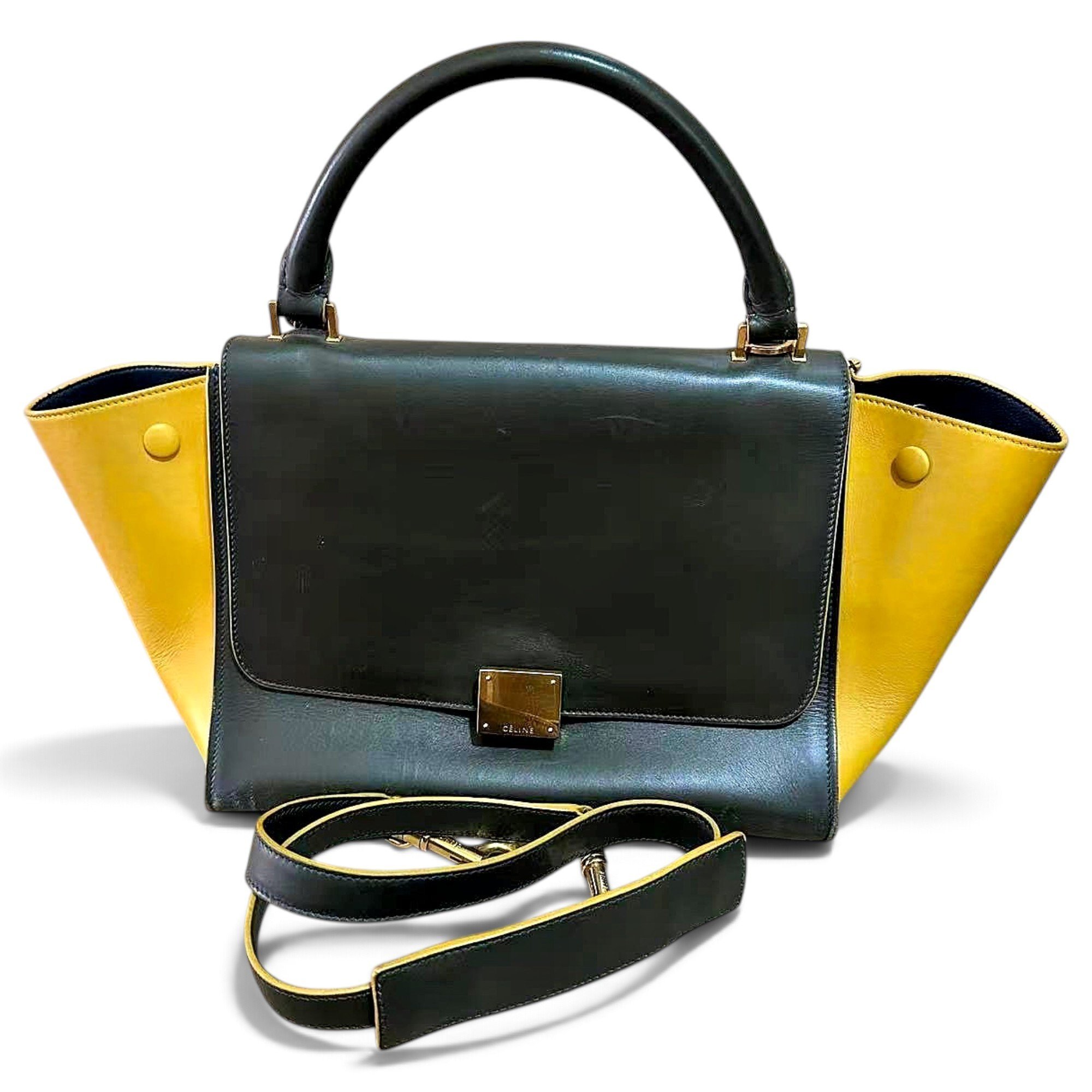 Trapèze leather handbag