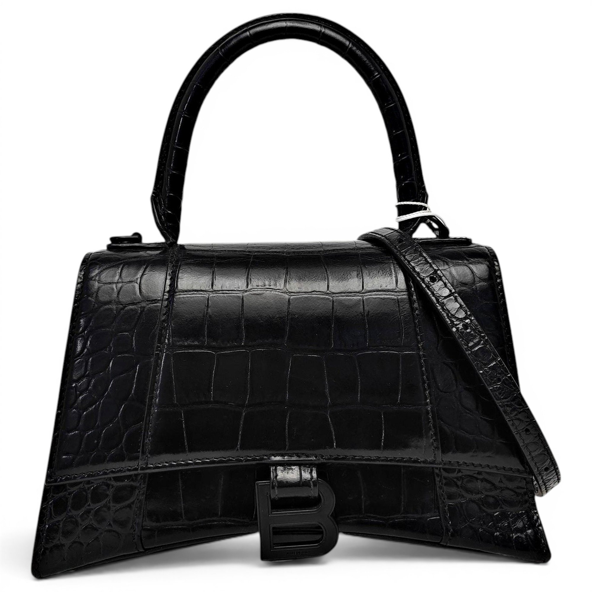 Hourglass leather handbag