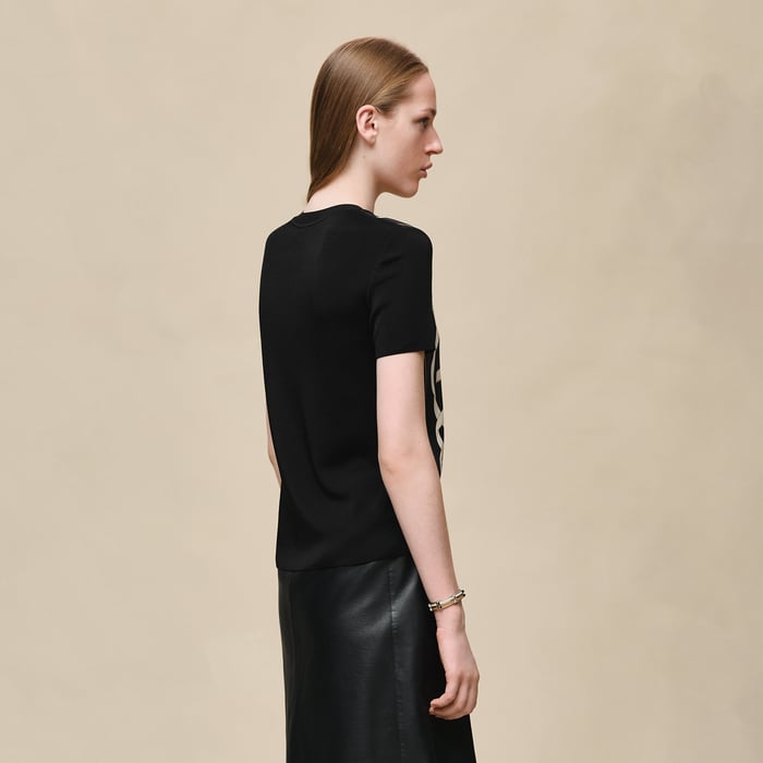 Noir "Ferronnerie Remix" Short-sleeve Twillaine Sweater