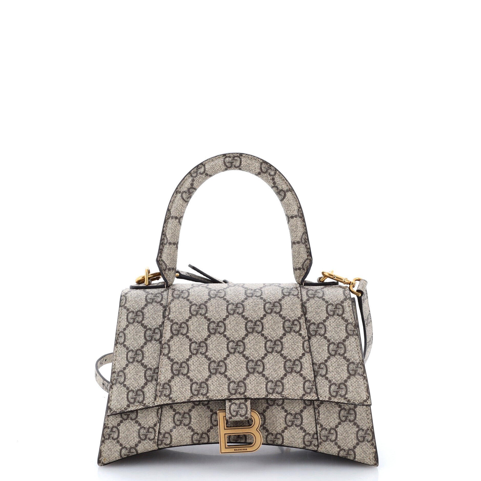 x Balenciaga The Hacker Project Hourglass Top Handle Bag GG Coated Canvas Small