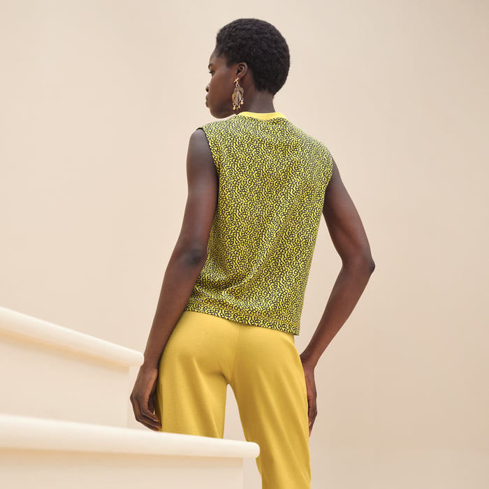Jaune Impérial "Naoussa Chaine" Sleeveless Maxi T-shirt