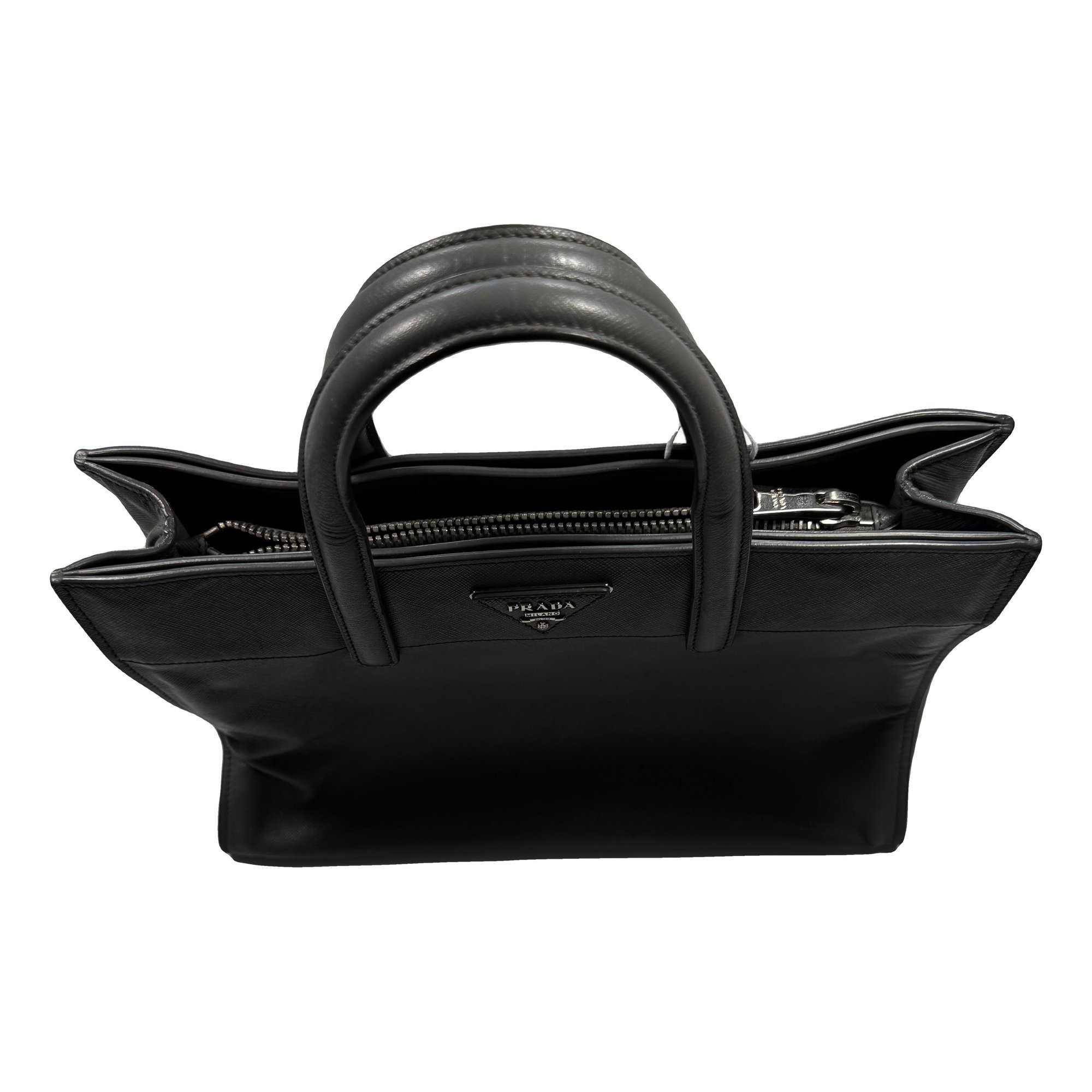 Buckle leather handbag