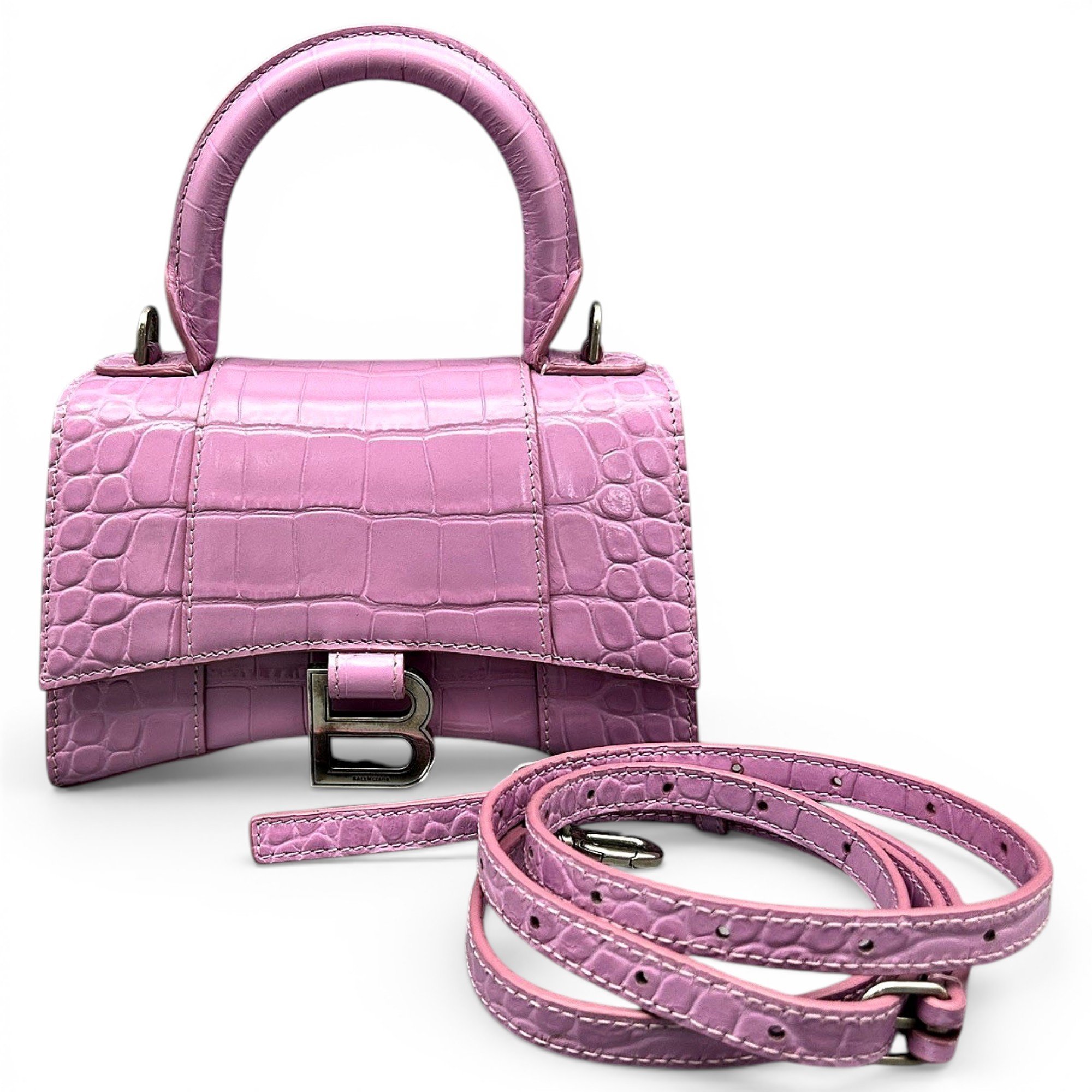 Hourglass leather handbag