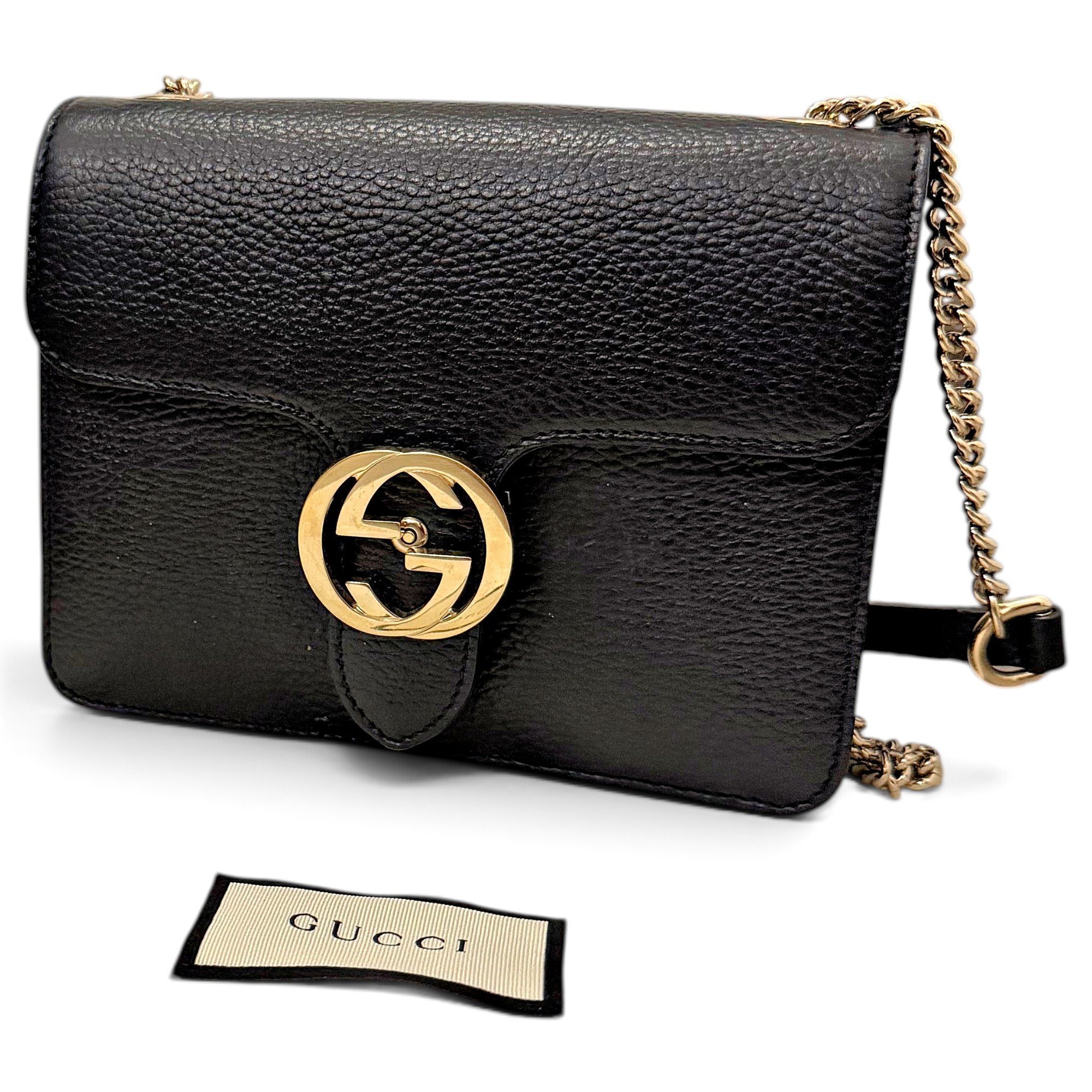 Interlocking leather clutch bag