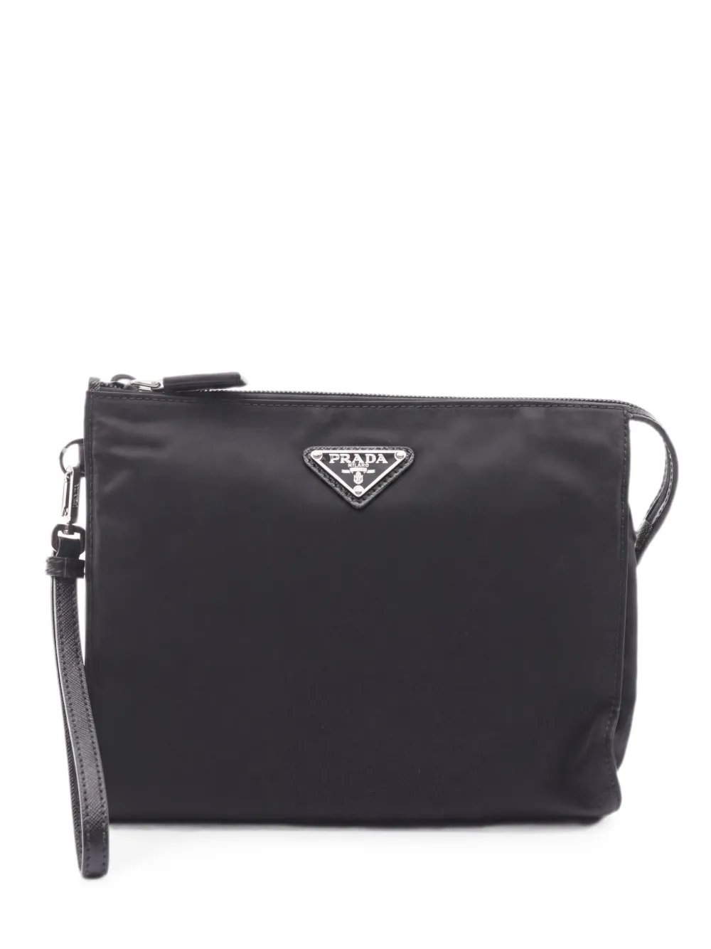 Re-Nylon Saffiano leather clutch bag