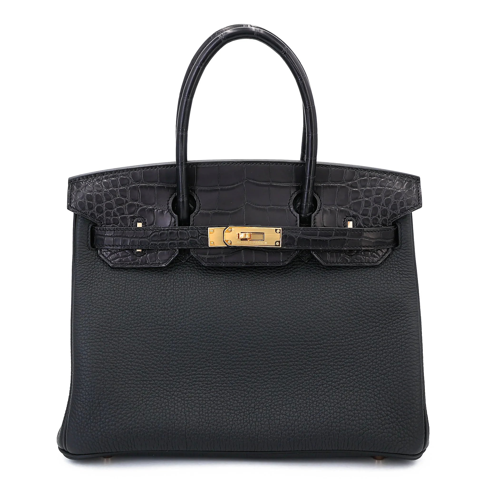 Unused ( Rank NS ) HERMÈS Birkin 30 Touch Noir (89) Togo Matte Alligator Rose Gold hardware Y (2020)