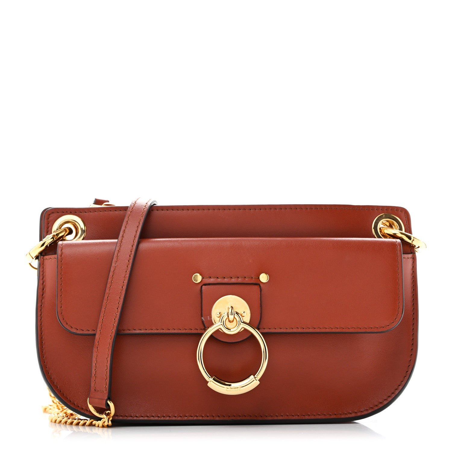 Chloe Chloe Calfskin Tess Mini Crossbody Bag Sepia Brown