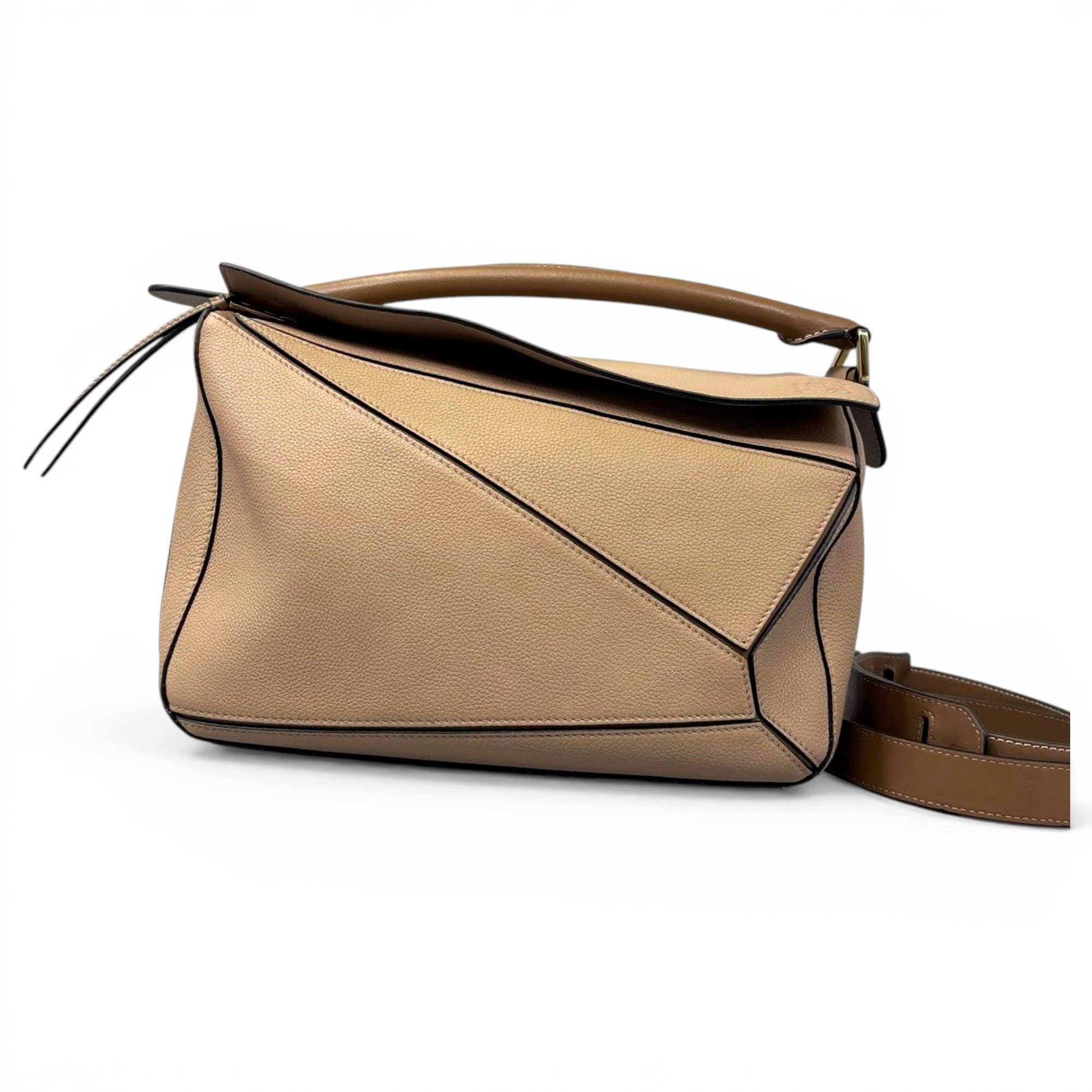Puzzle leather handbag