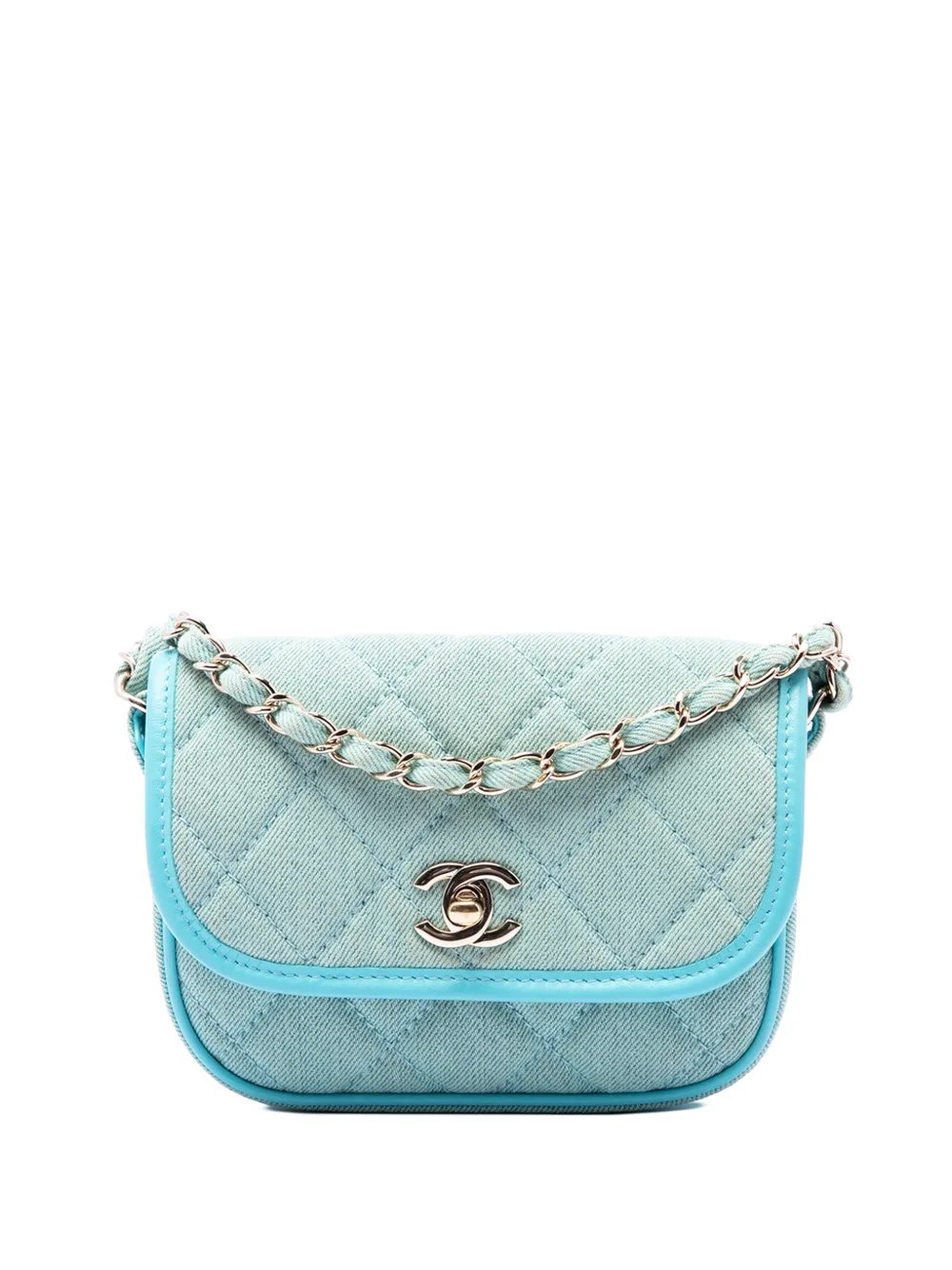 2021 Mini CC Quilted Denim Messenger Flap crossbody bag