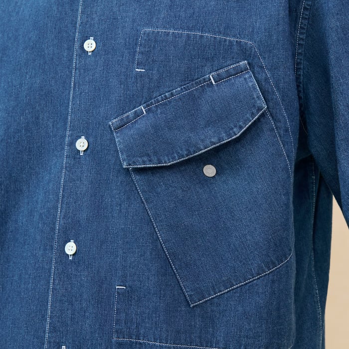 Indigo Lavé Sporty Fit Shirt With Leather Detail