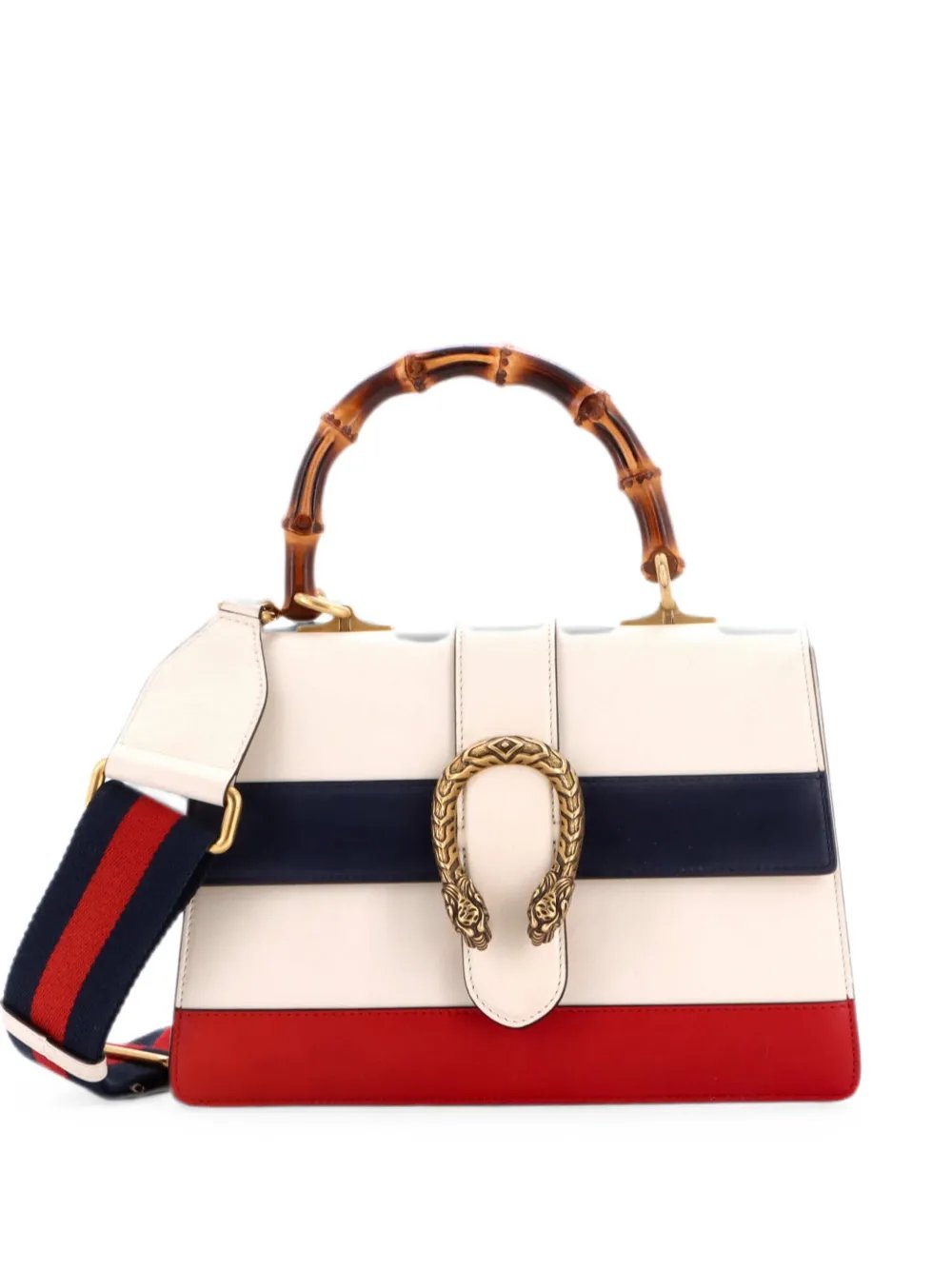 Dionysus Bamboo Top Handle Bag Colorblock Leather Medium satchel