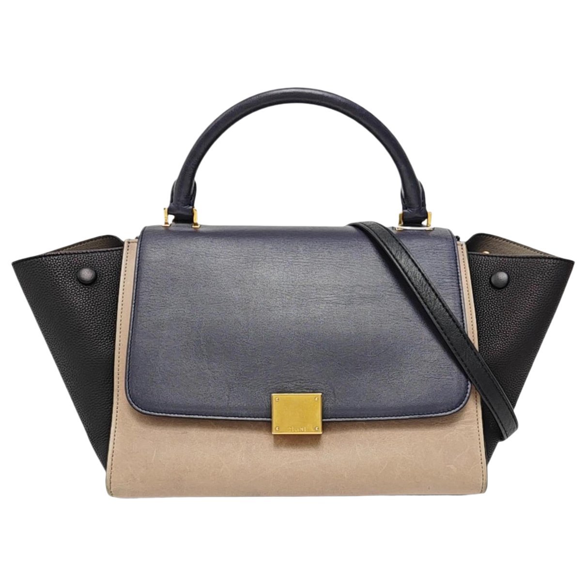 Trapèze leather handbag