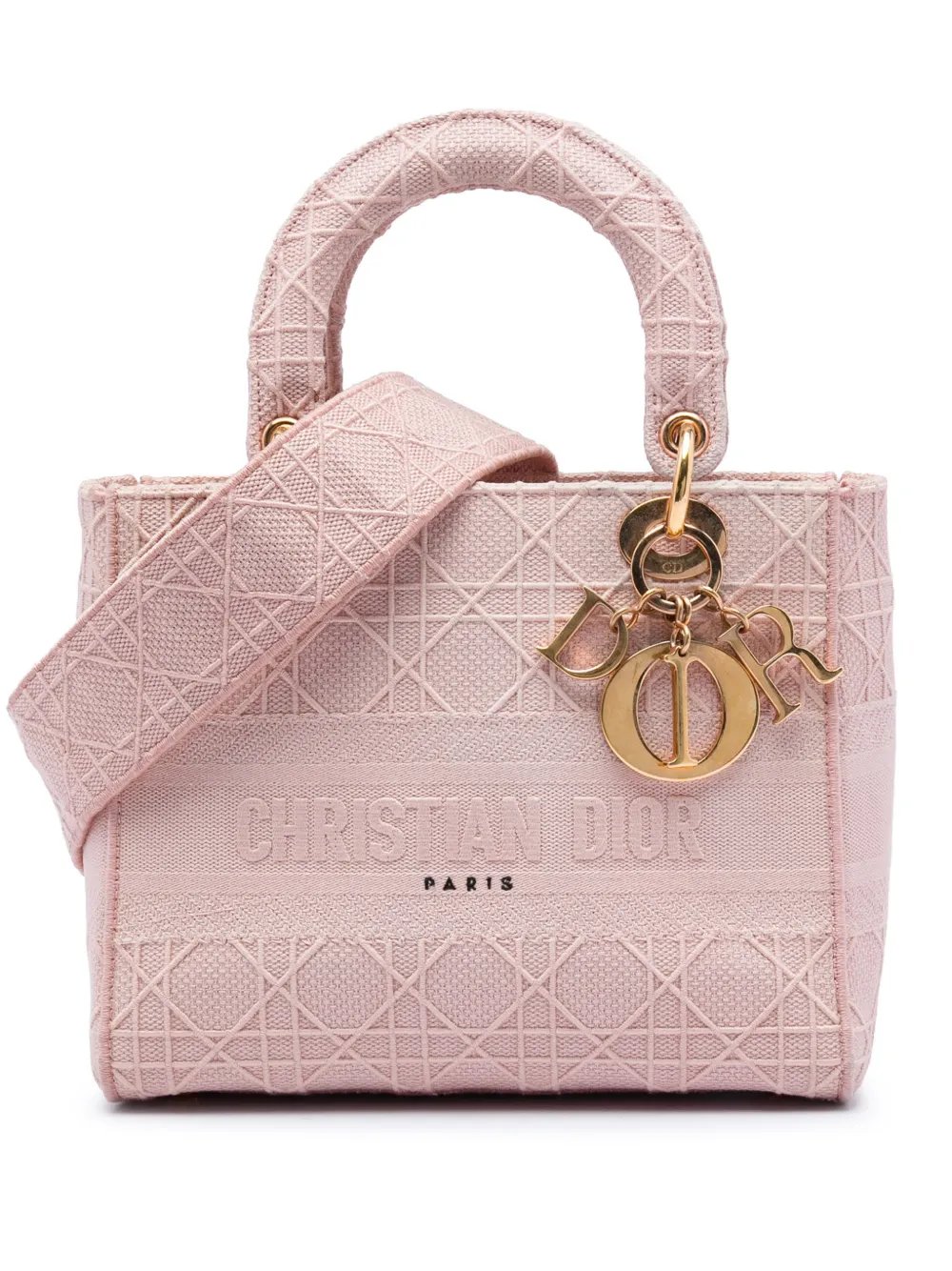 2020 Medium Embroidered Canvas Cannage Lady D Lite satchel