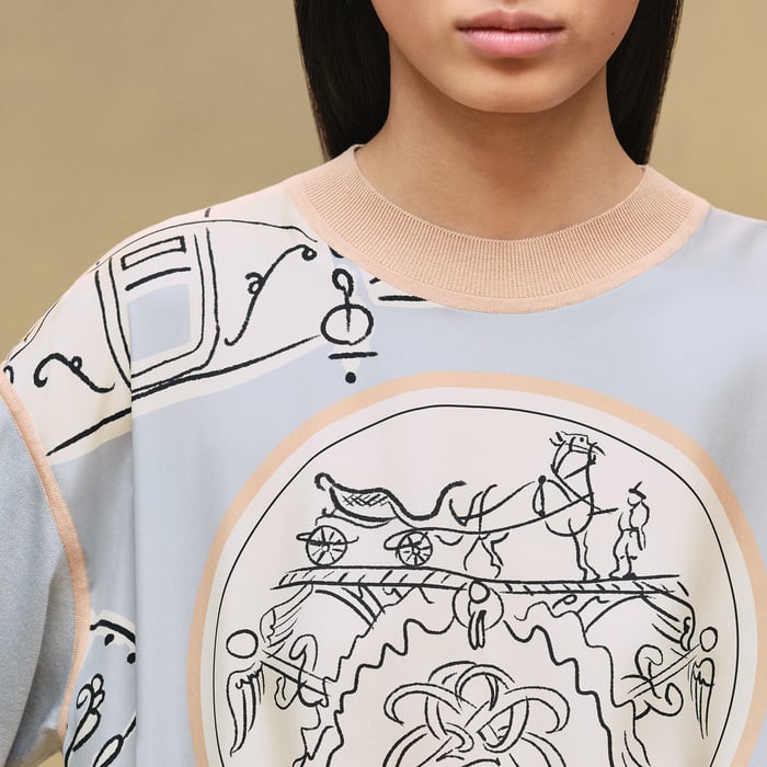 Gris Paruline "Ex-libris a Main Levee" Long-sleeve Twillaine Sweater