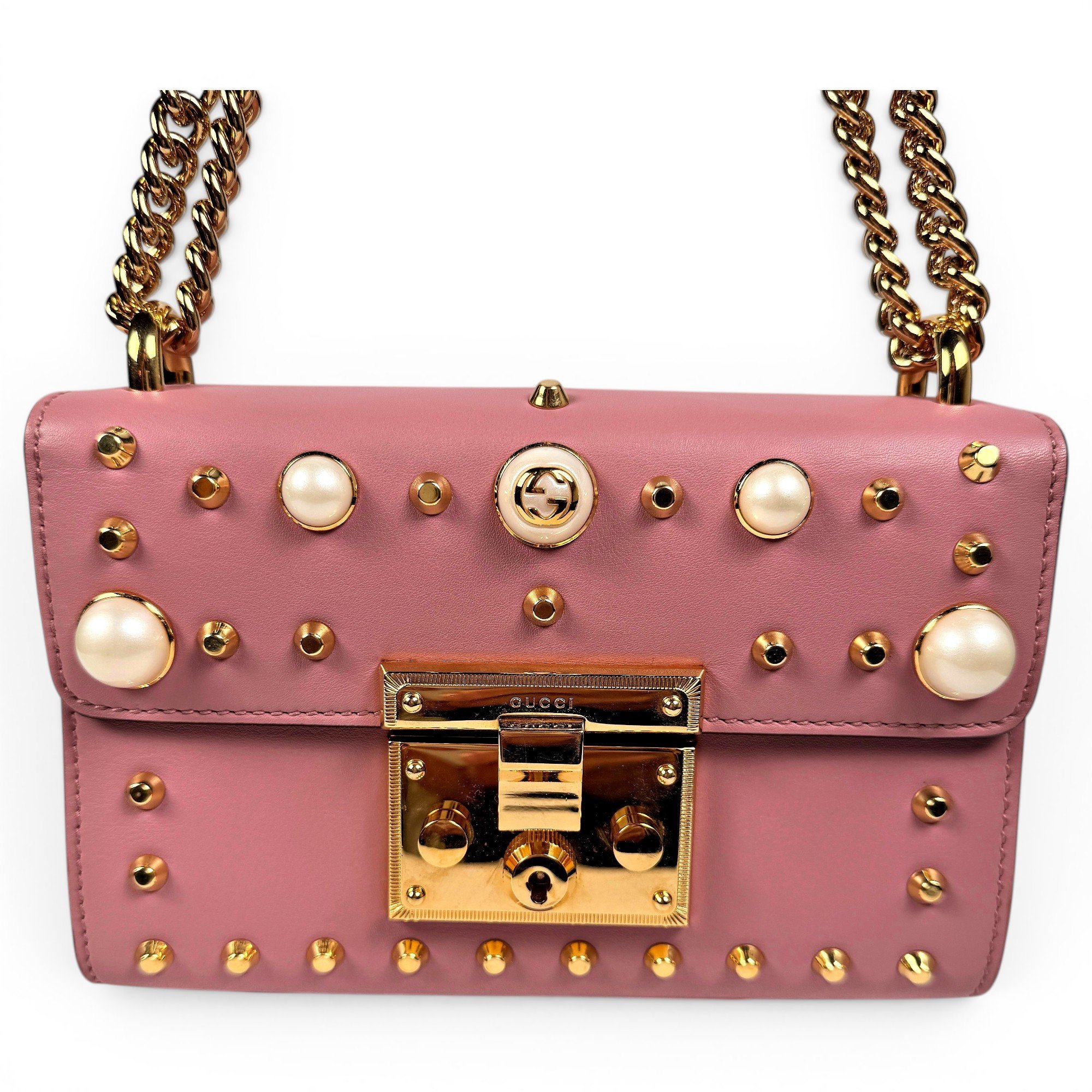 Padlock leather handbag