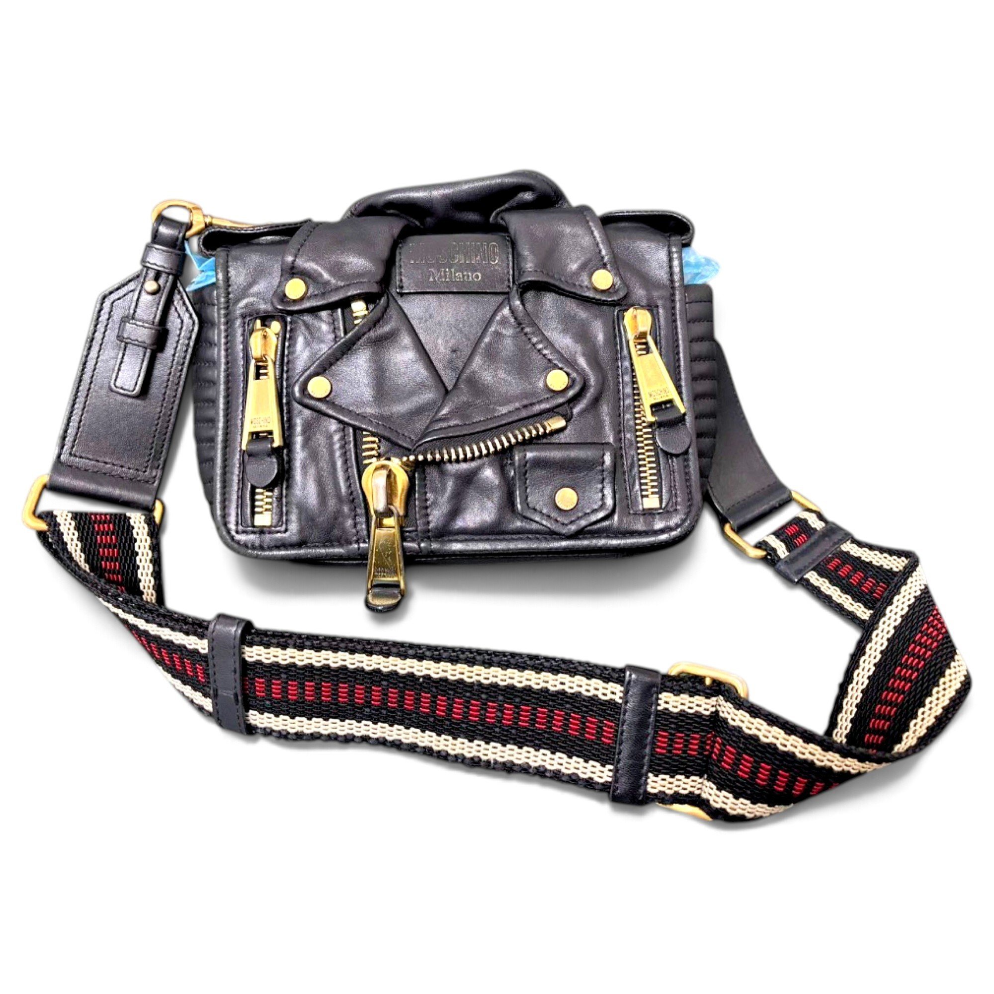 Biker leather crossbody bag