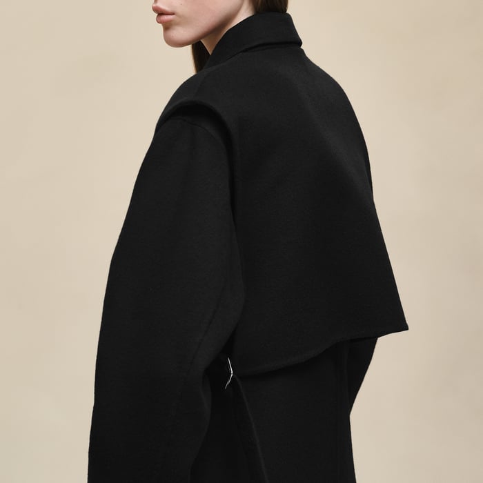 Noir Long Storm Flap Coat