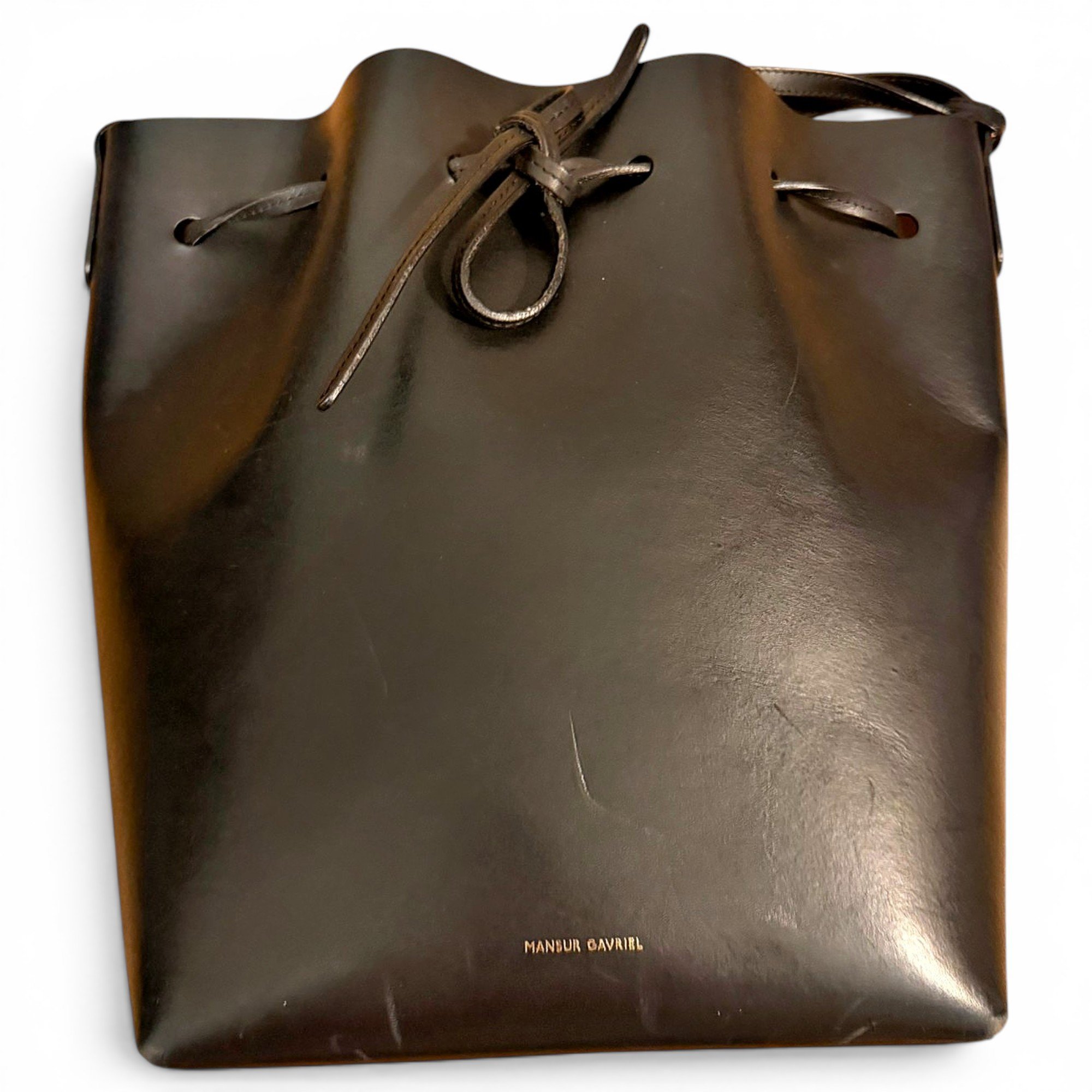 Bucket leather handbag