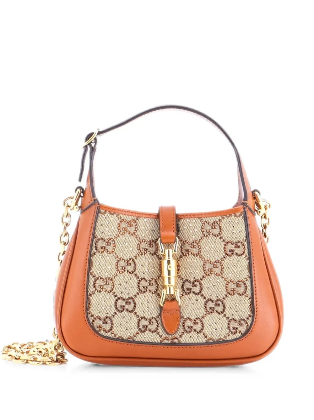 Jackie 1961 Chain Crystal Embellished GG Canvas Mini hobo bag