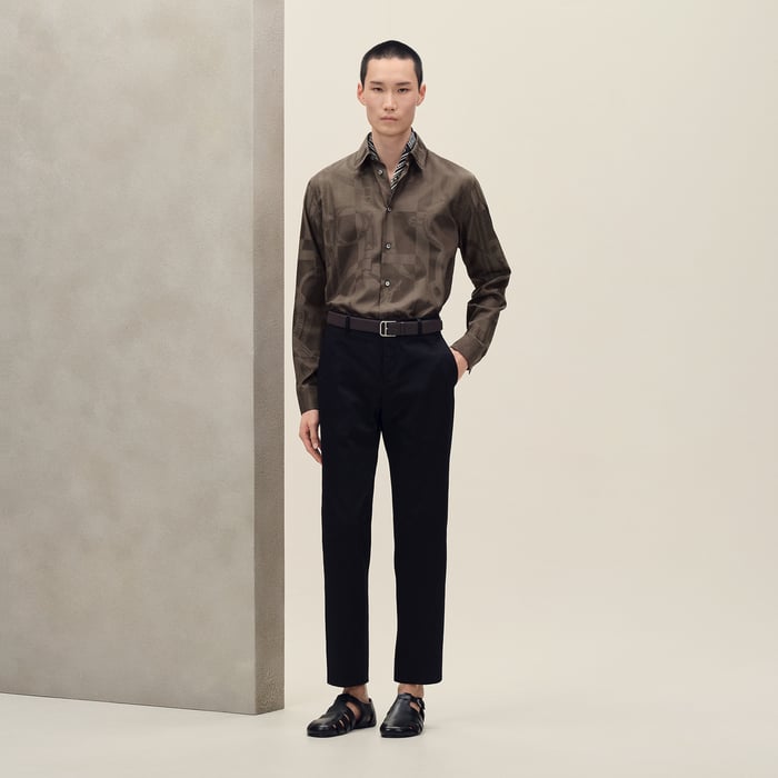 Café "Eperon d'Or Jacquard" Straight Cut Shirt