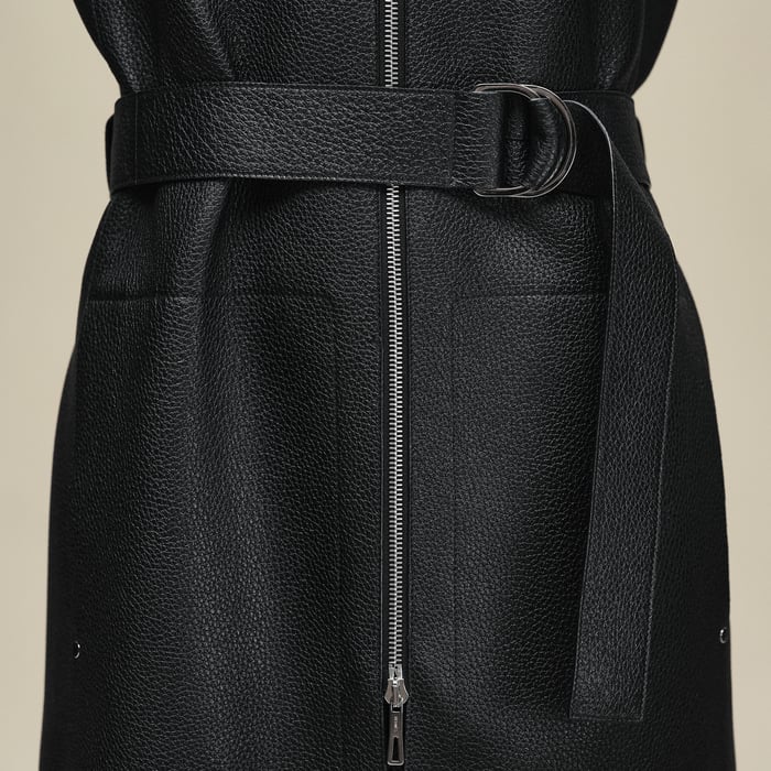 Noir Belted Long Vest