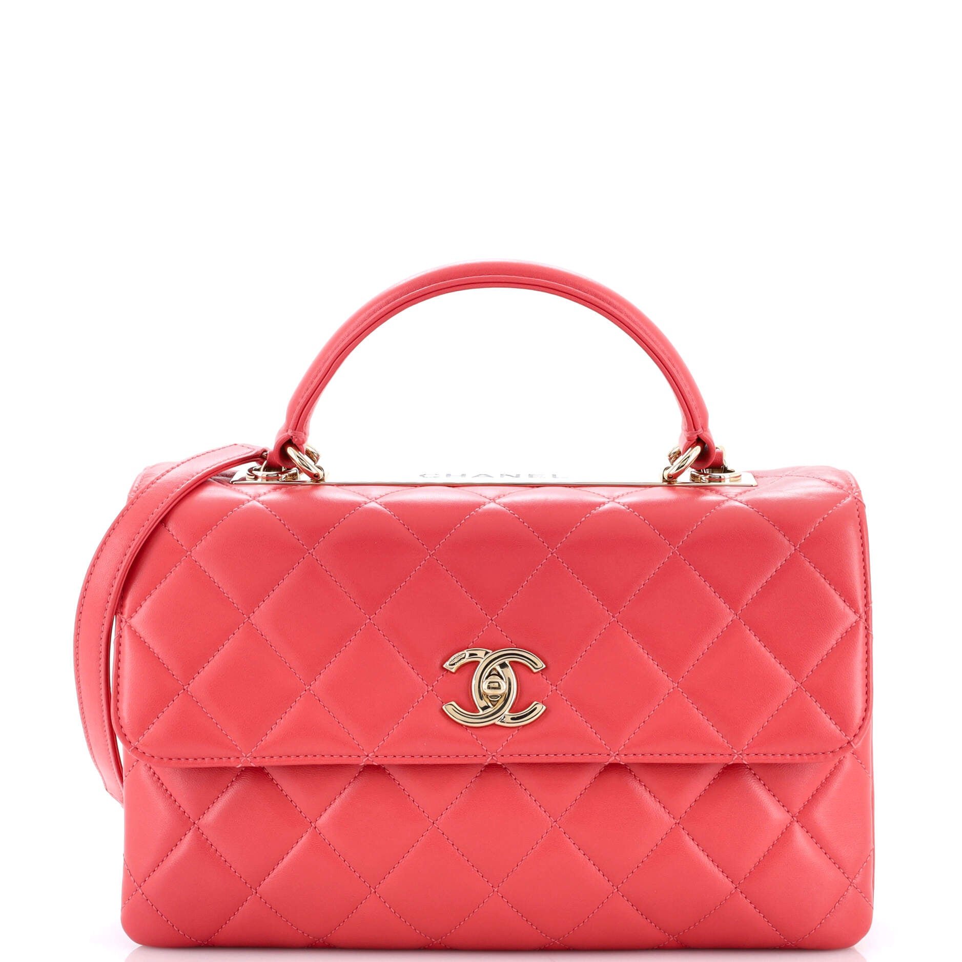 Trendy CC Top Handle Bag Quilted Lambskin Medium