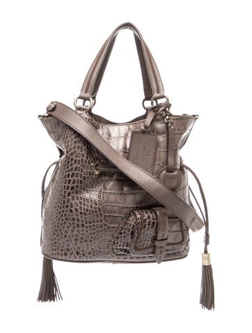 Embossed Leather Top Handle Bag