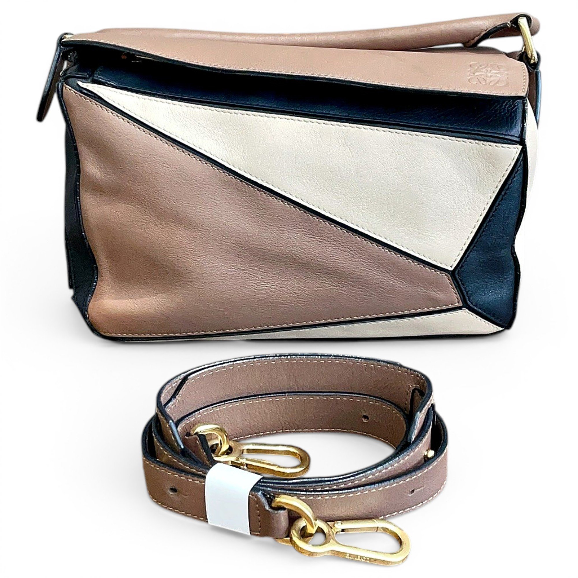 Puzzle leather handbag