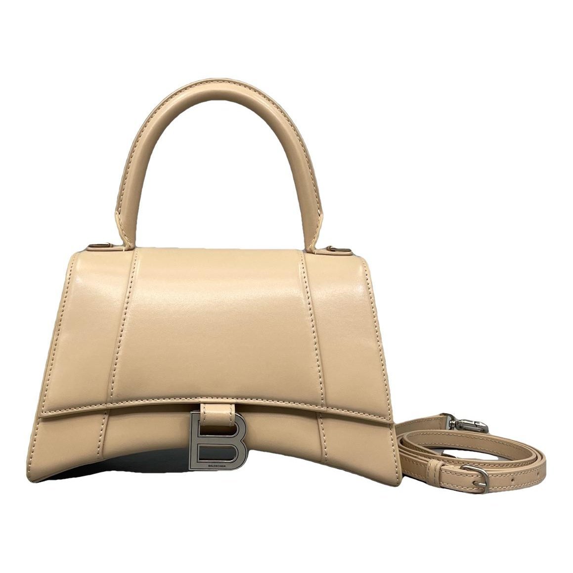 Hourglass leather handbag