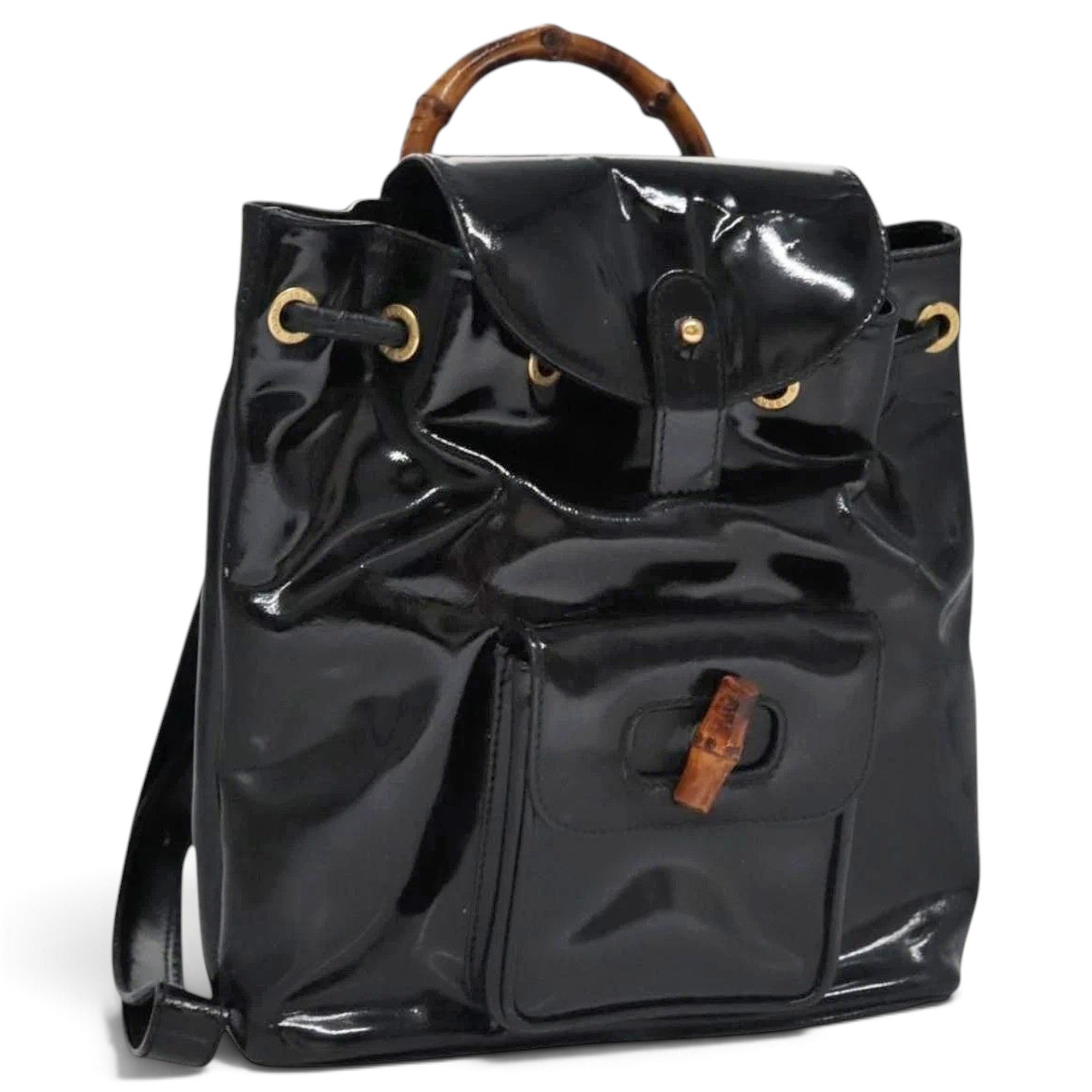 Patent leather backpack