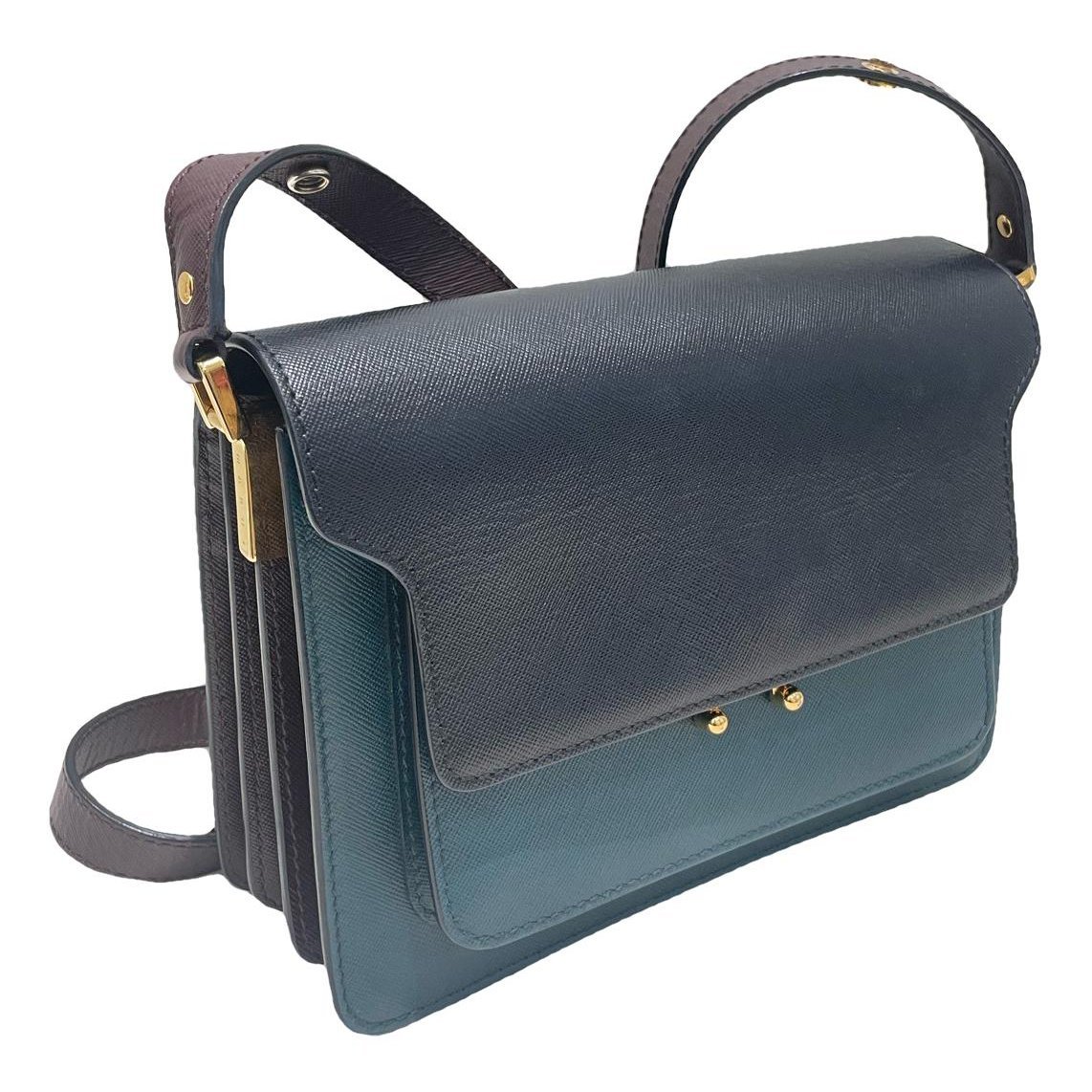 Trunk leather crossbody bag