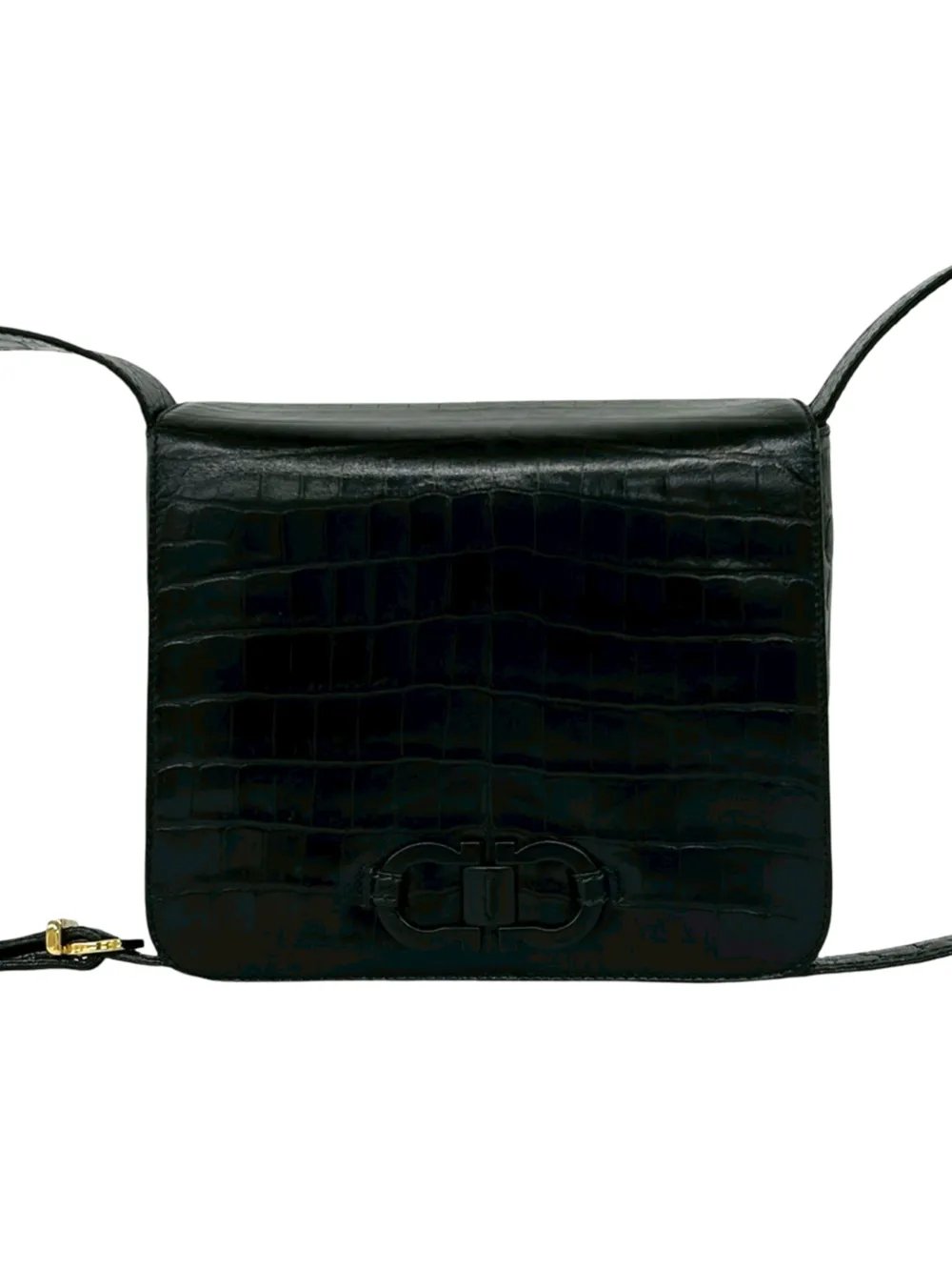 1990-2000 Croc Embossed Leather Gancini crossbody bag