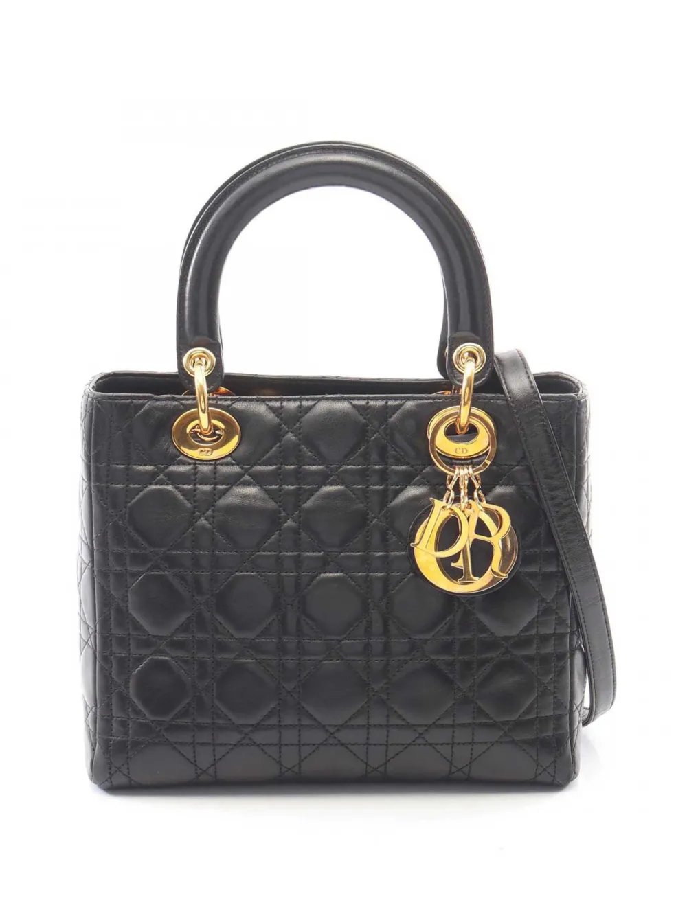 20th Century Medium Lambskin Cannage Lady Dior satchel
