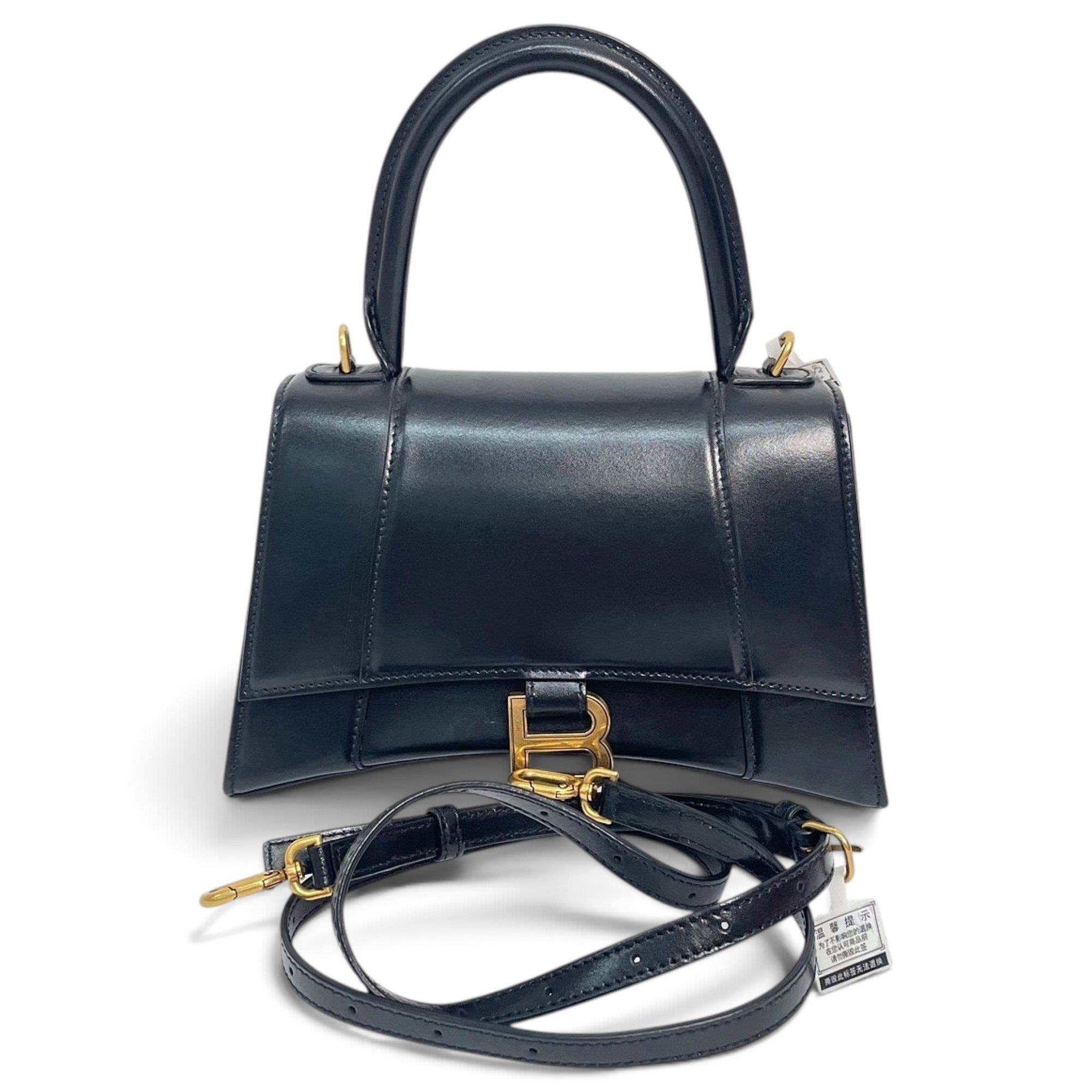 Hourglass leather handbag
