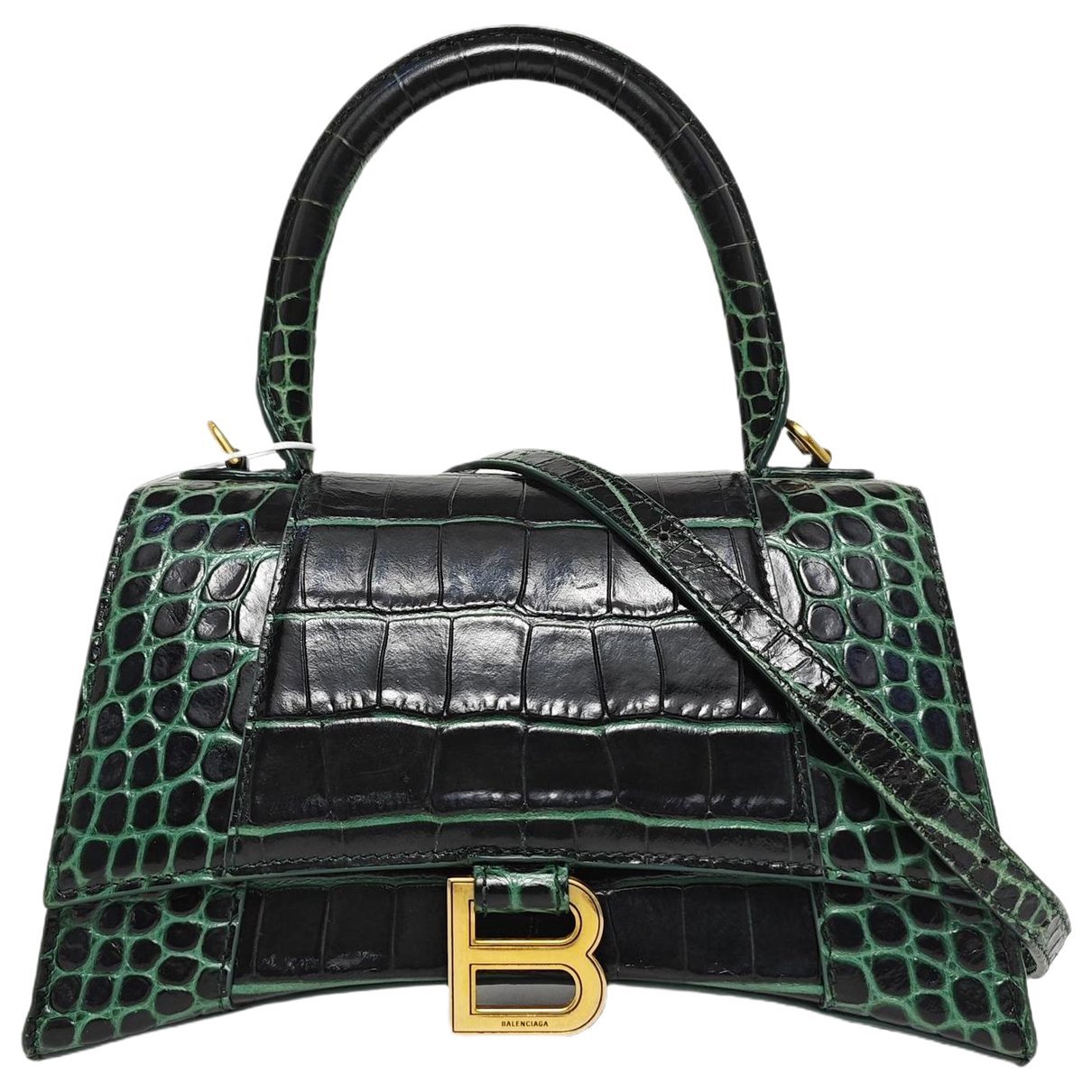 Hourglass leather handbag