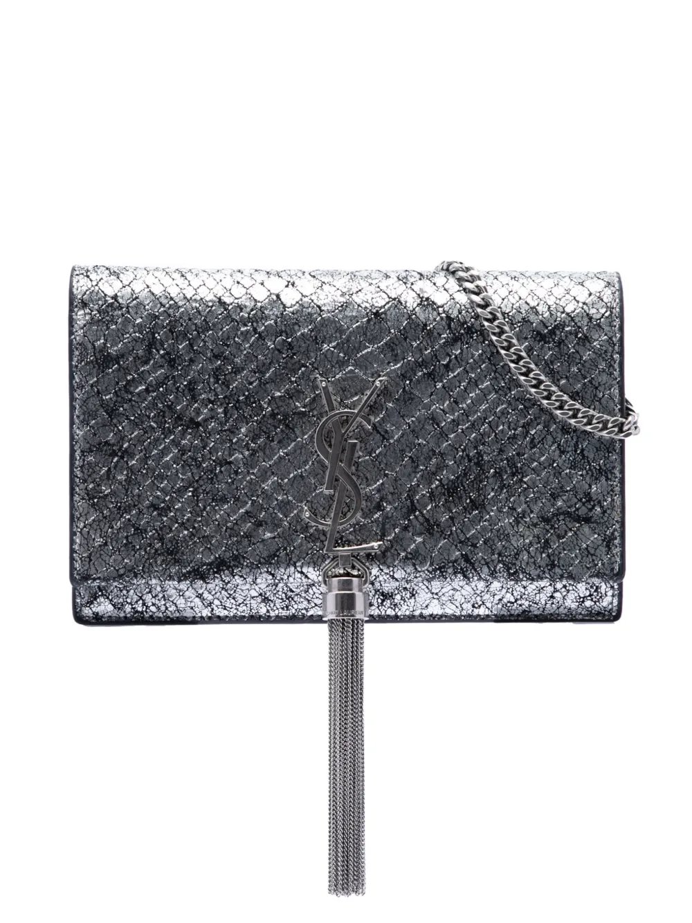 2019 Python Embossed Metallic Leather Classic Monogram Kate Tassel Wallet on Chain crossbody bag