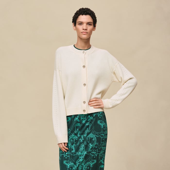 Blanc Naturel Cashmere Long-sleeve Cardigan