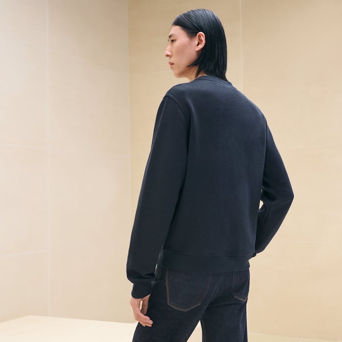 Marine "Empreinte Sellier Cuir" Crewneck Sweater