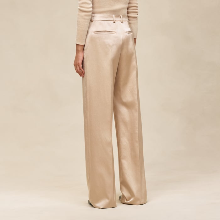 Beige Gold High-waisted Wide Pants