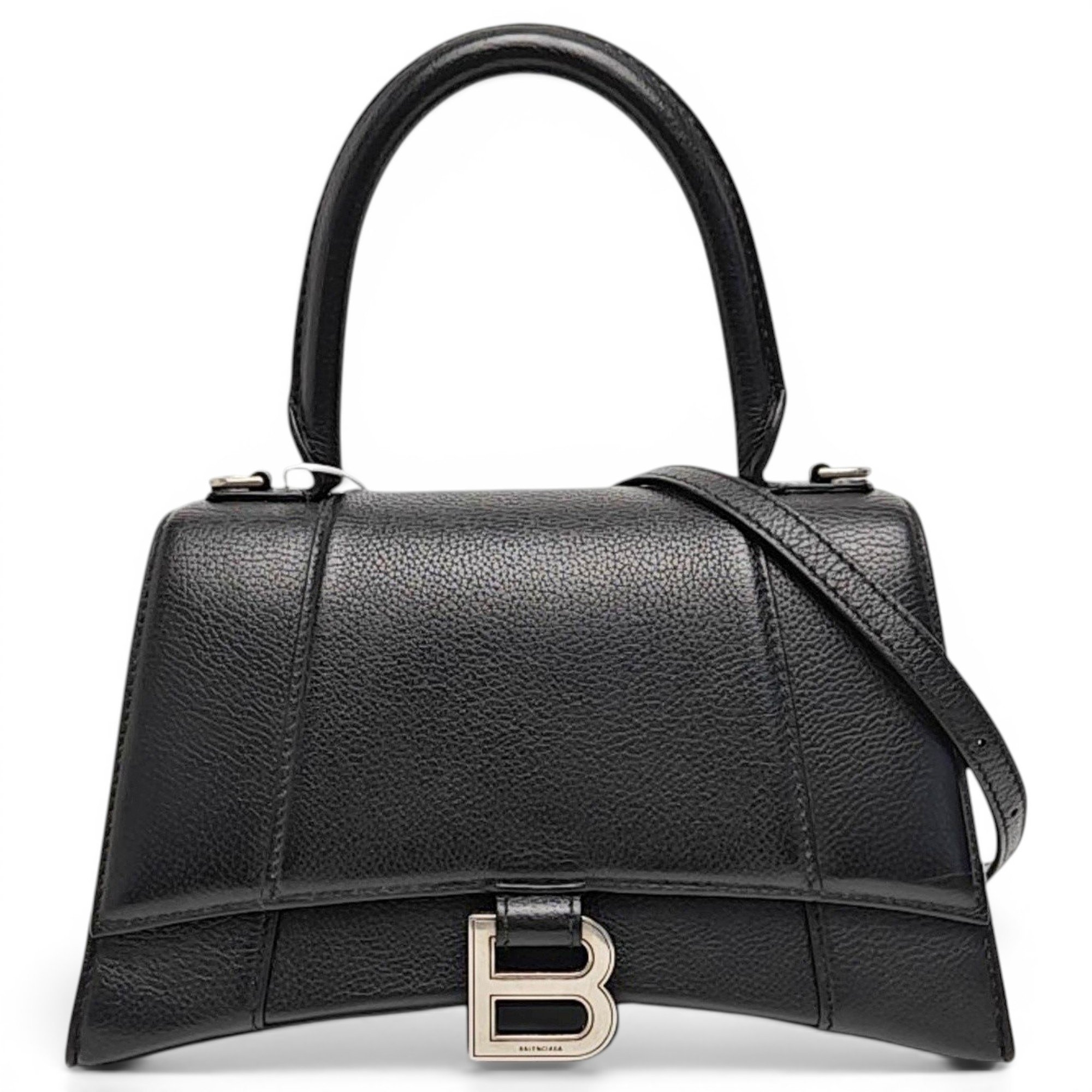 Hourglass leather handbag