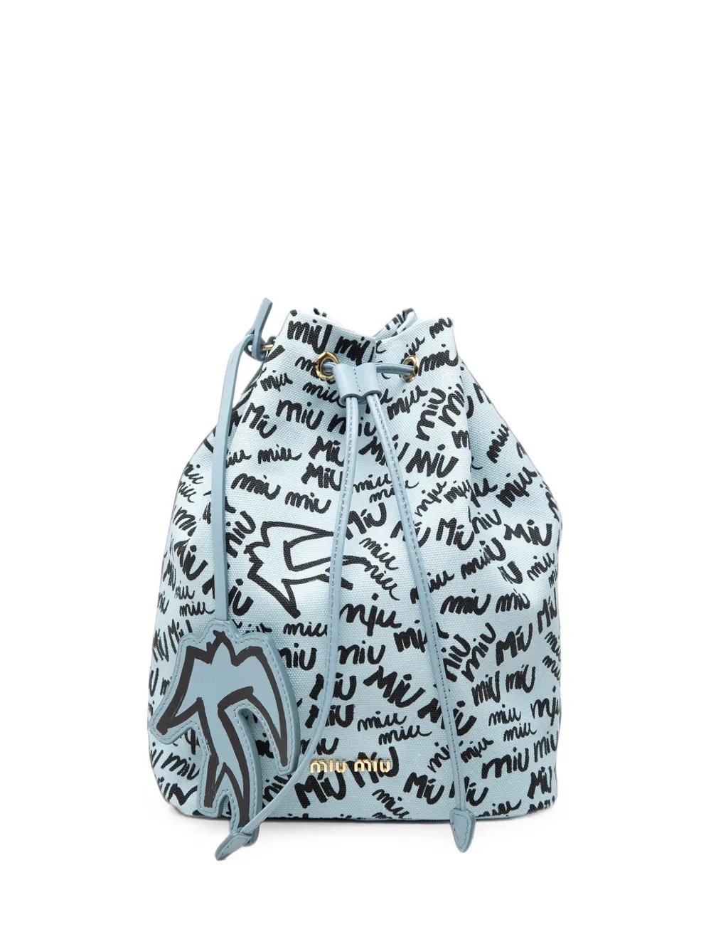 Miu Miu 2010-2026 Printed Canvas Drawstring Pouch bucket bag