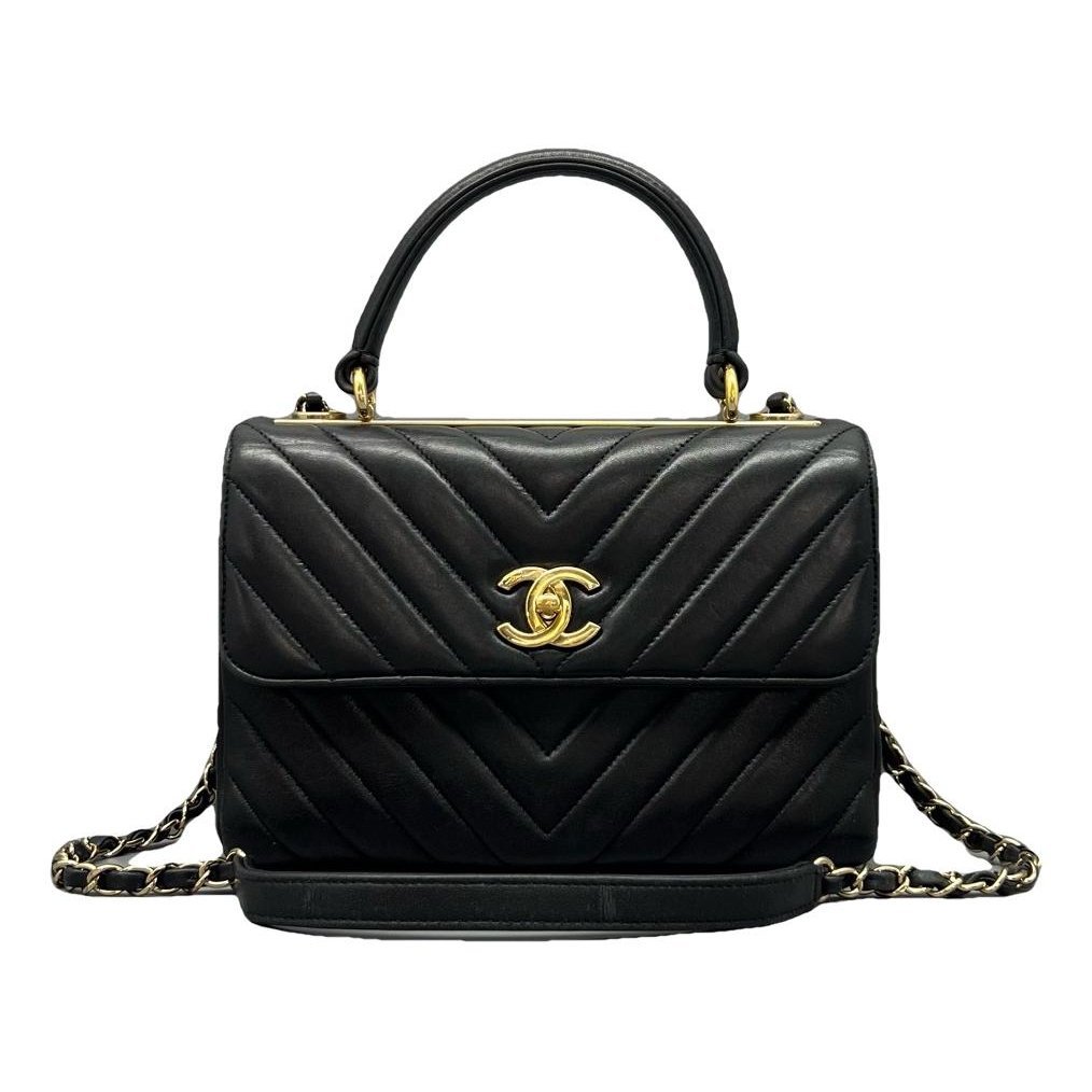 Trendy CC Top Handle leather handbag