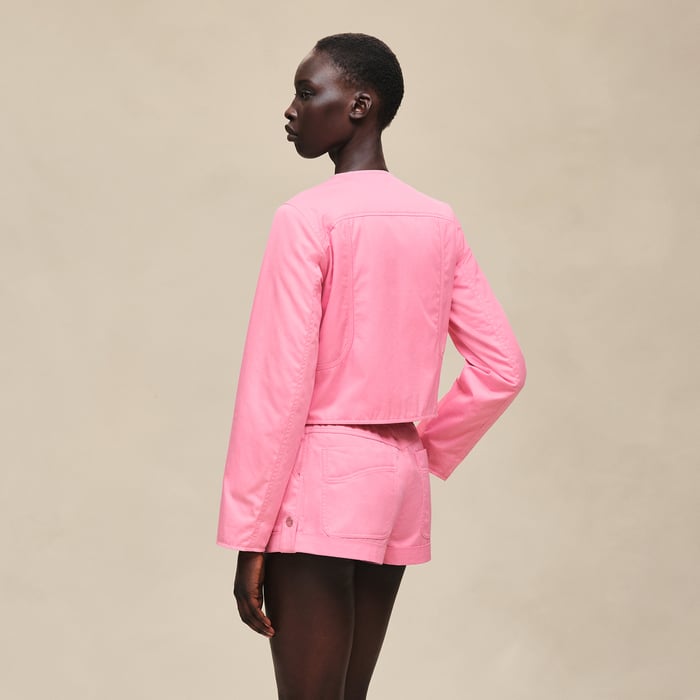 Rose Bonbon Blouson En Twill De Coton