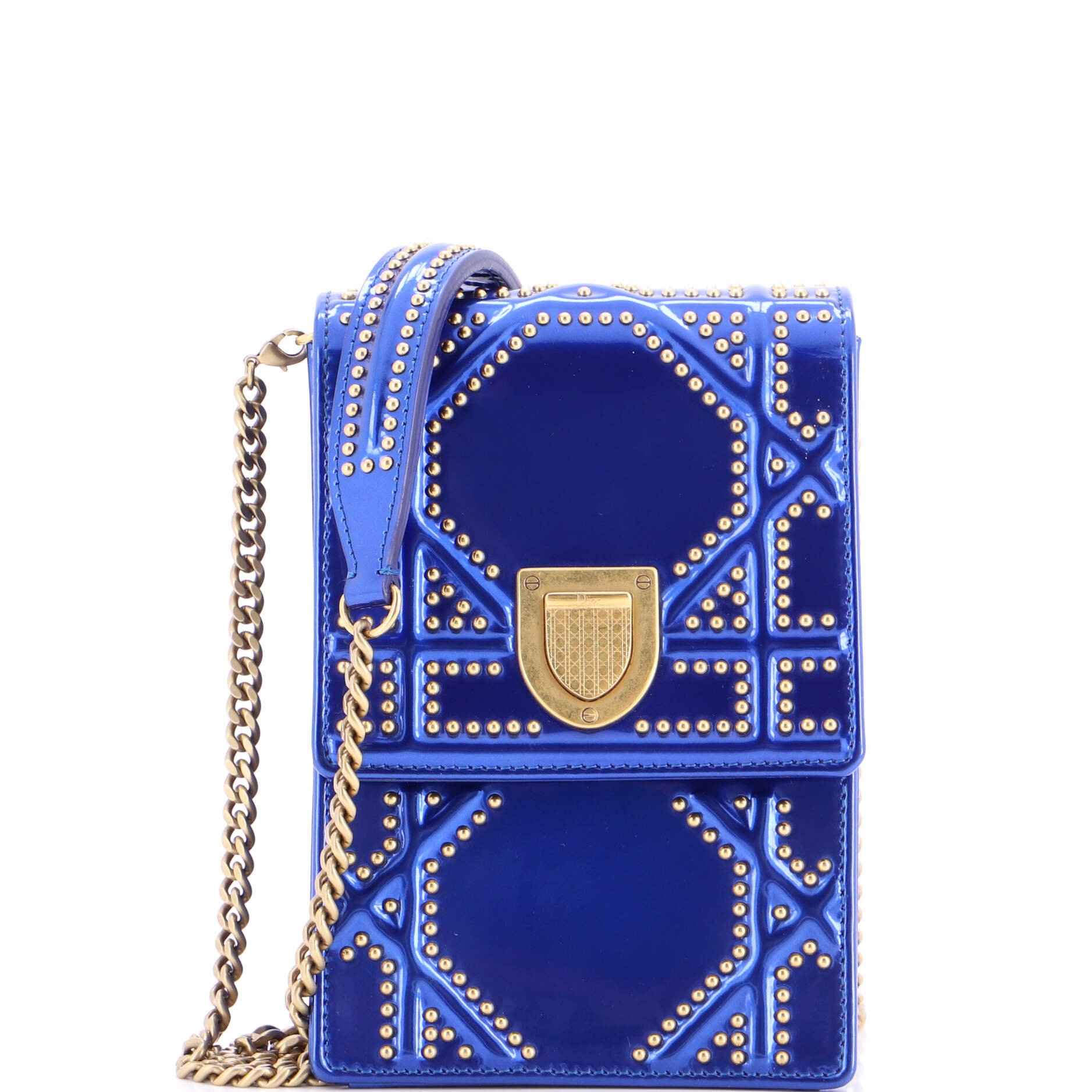 Dior Diorama Vertical Clutch on Chain Studded Patent