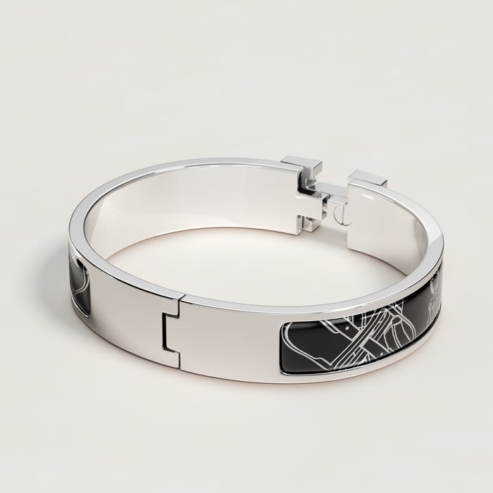 C8_orfevre Blanc Platine Noir Clic H Mors a Jouets Bracelet